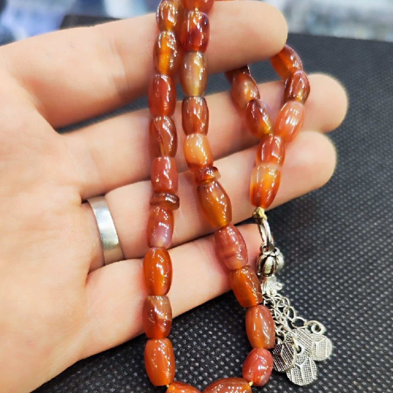 Price and Buy Islamic Yemeni Hakik Rosary Crafted with 33 Prayer Beads Tasbih Misbaha - Image 6