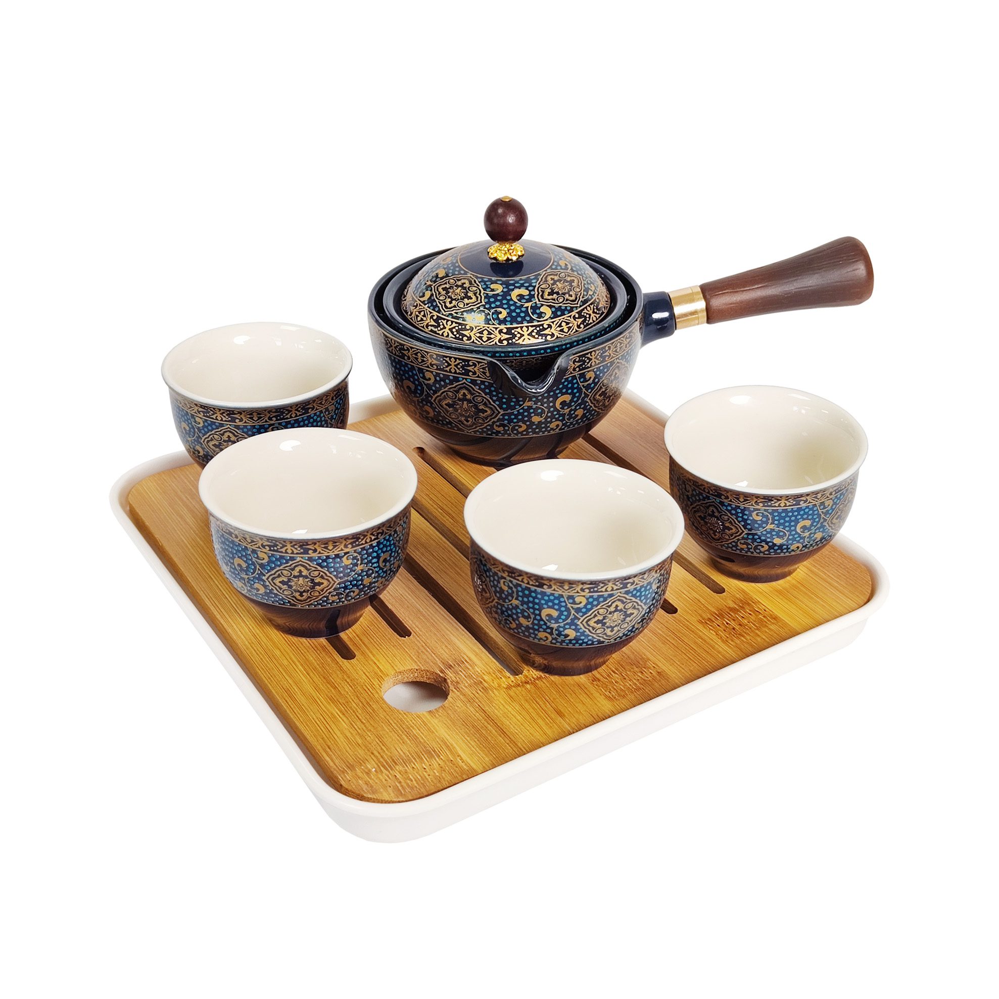 Price and Buy Japanese Porcelain Tea Set with 360 Degree Rotating Teapot