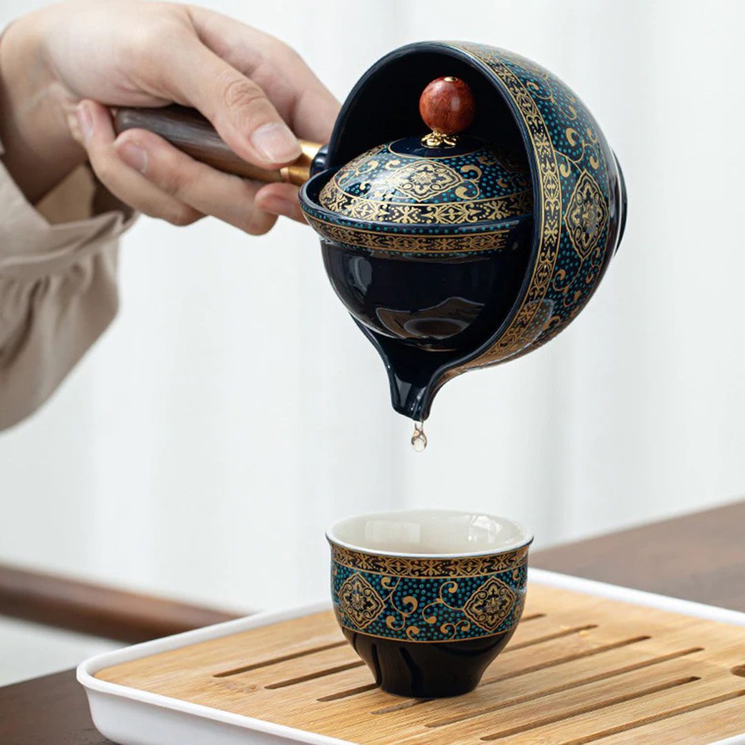 Price and Buy Japanese Porcelain Tea Set with 360 Degree Rotating Teapot - Image 3