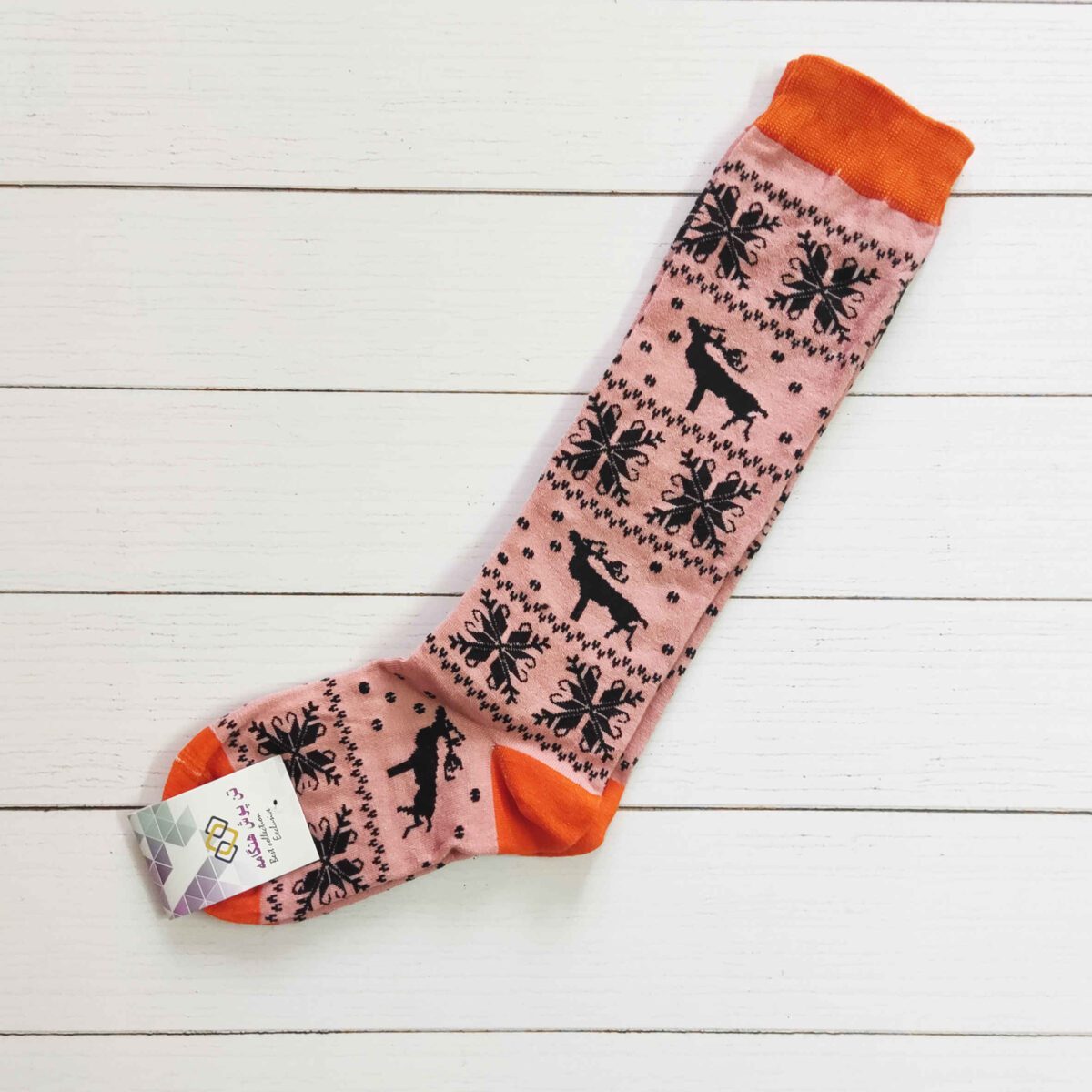 Price and Buy Knee High Socks for Women Orange with Deer Design - Image 3