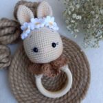 Price and Buy Knitted Baby Rattle with Wooden Handle & Cute Rabbit, Perfect for Little Hands