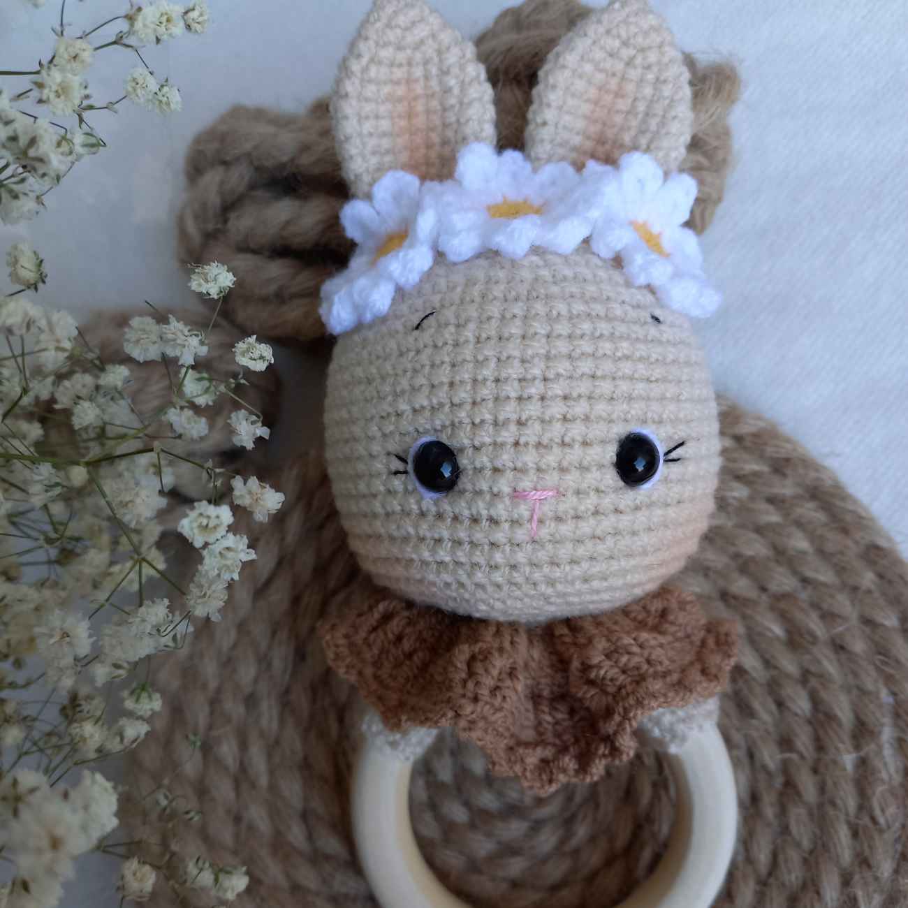 Price and Buy Knitted Baby Rattle with Wooden Handle & Cute Rabbit, Perfect for Little Hands_69038132a85d7.jpeg Price and Buy Knitted Baby Rattle with Wooden Handle & Cute Rabbit, Perfect for Little Hands - Image 4