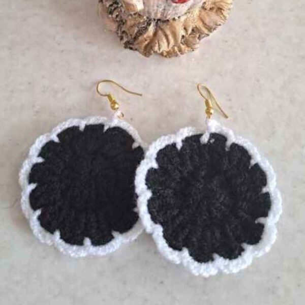Price and Buy Knitted Earrings Drop Handcrafted for Women Black Round_68fe059290ba8.jpeg Price and Buy Knitted Earrings Drop Handcrafted for Women Black Round