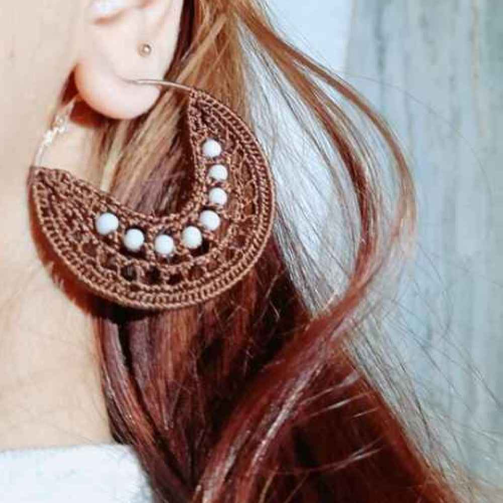 Price and Buy Knitted Earrings Drop Handcrafted for Women Moon