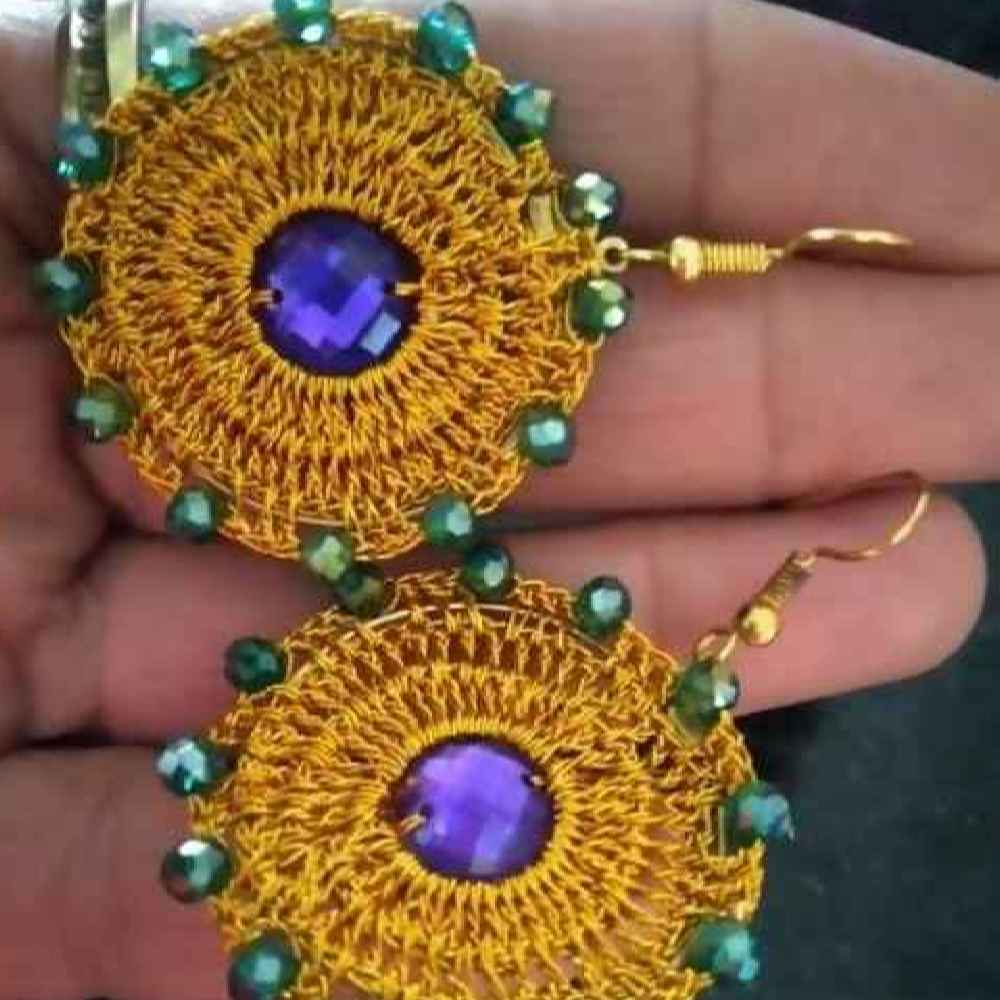 Price and Buy Knitted Earrings Drop Handcrafted for Women Round - Image 4