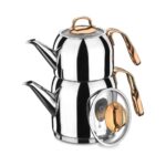Price and Buy Korkmaz Teapot and Kettle Set – Stainless Steel with Chrome-Nickel Plating