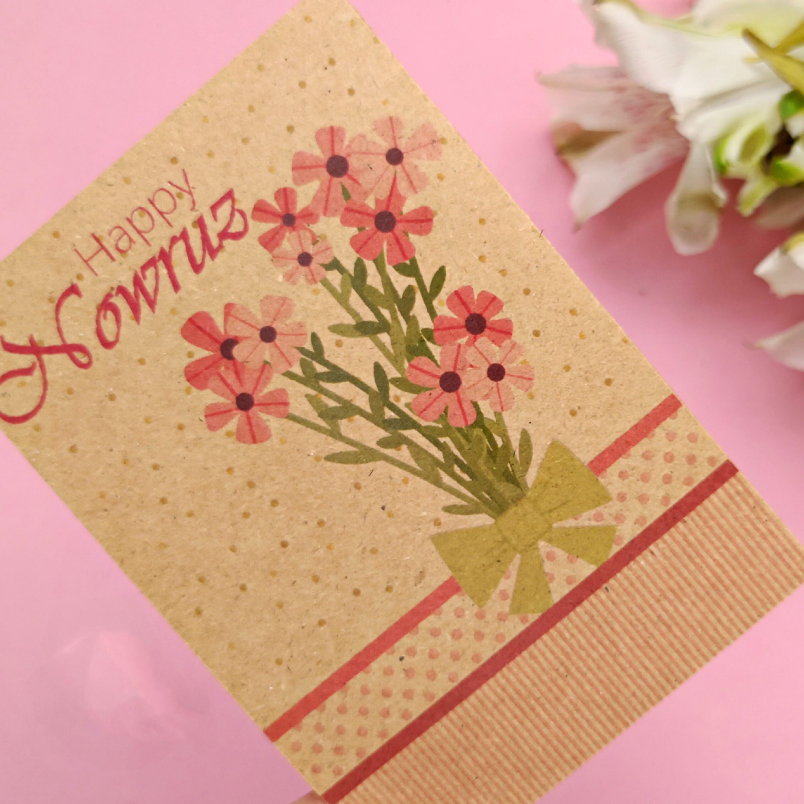 Price and Buy Kraft Paper “Happy Nowruz” Card with Hand-Illustrated Bouquet_69022e2a24fb6.jpeg Price and Buy Kraft Paper “Happy Nowruz” Card with Hand-Illustrated Bouquet - Image 1