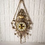 Price and Buy Large Brass Hanging Wall Clock with Brass Floral Pendant