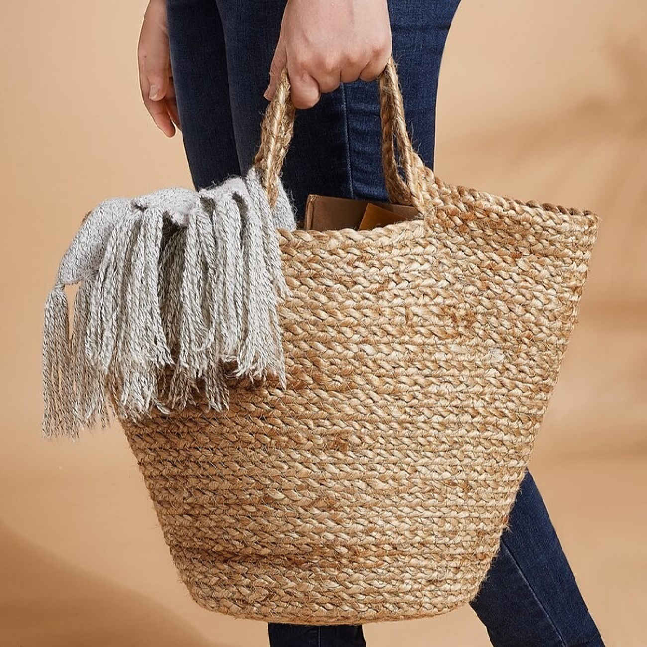 Price and Buy Large Woven Basket with Handle - Image 4