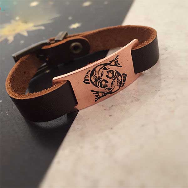 Price and Buy Leather & Copper Bracelet Artistic – Esfand Symbol - Image 4