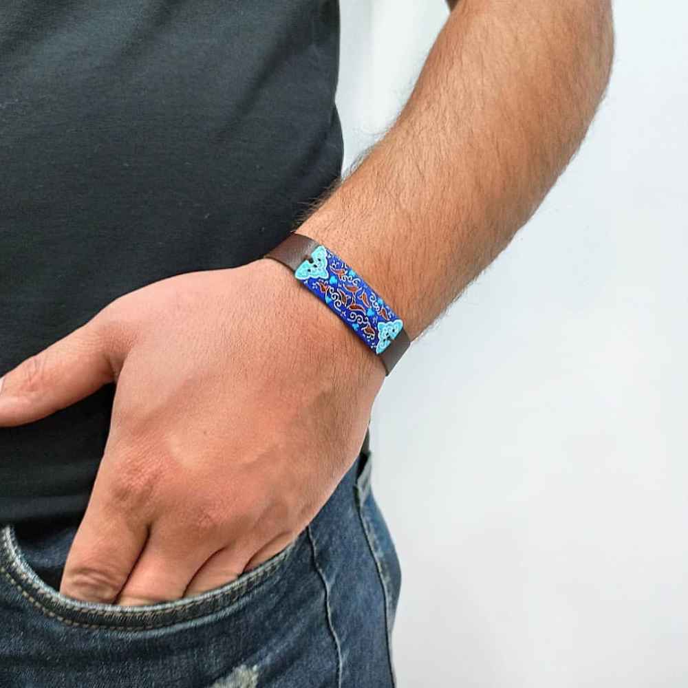 Price and Buy Leather & Copper Bracelet Minakari – Artistic Akhgar - Image 3