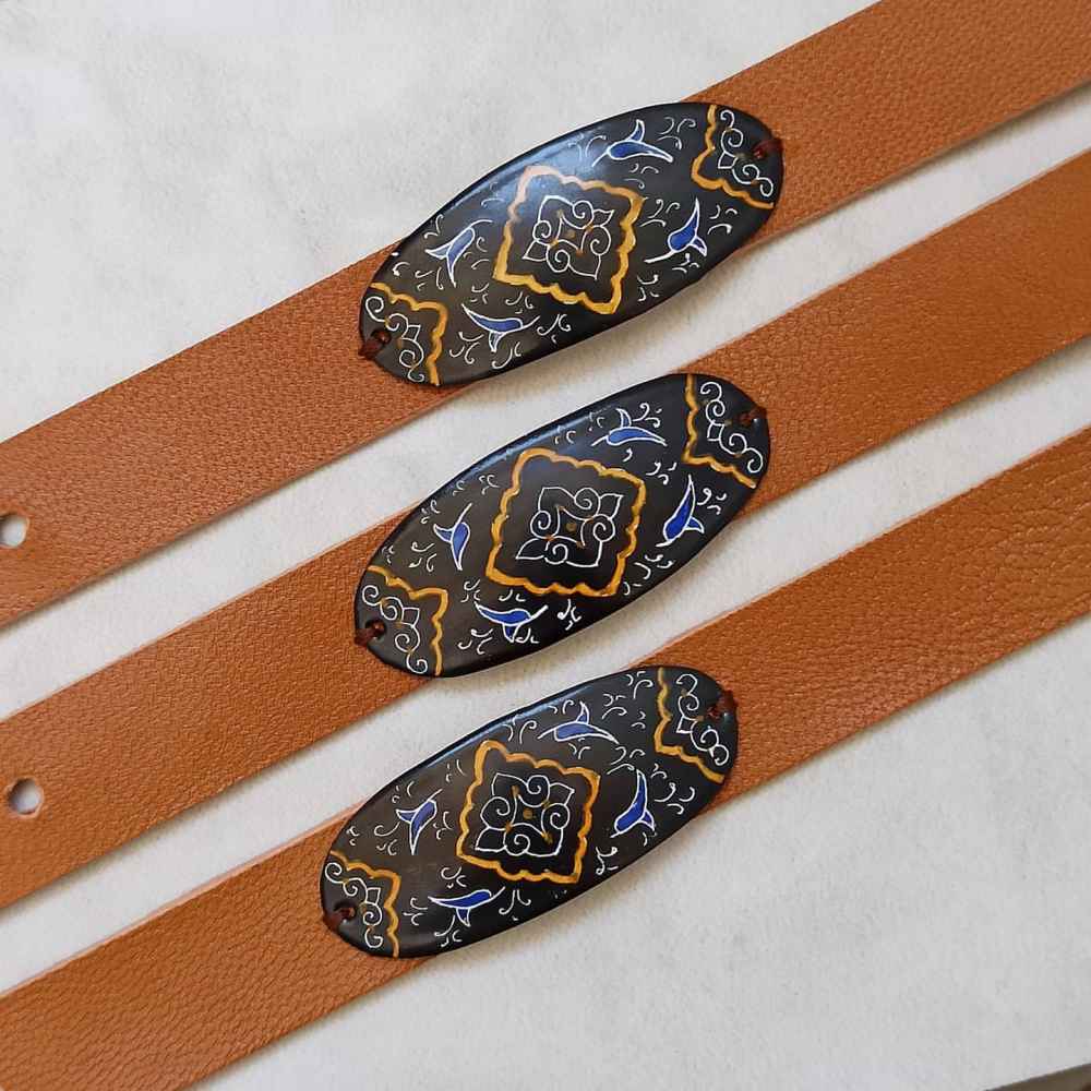 Price and Buy Leather & Copper Bracelet Minakari – Artistic Maral