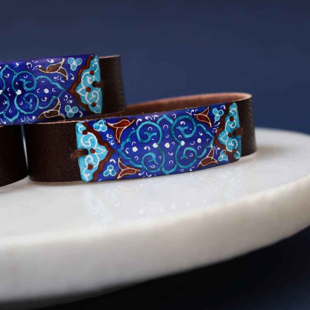 Price and Buy Leather & Copper Bracelet Minakari – Artistic Raika - Image 3