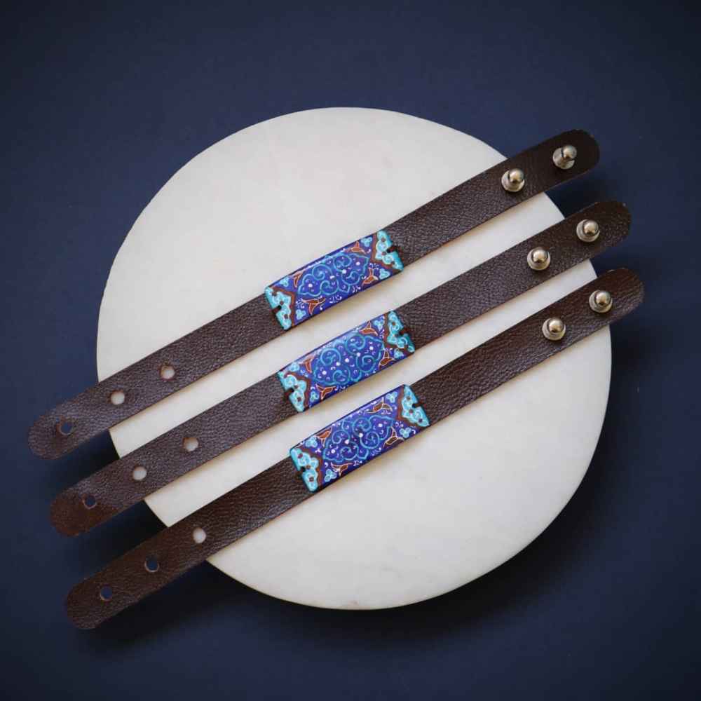 Price and Buy Leather & Copper Bracelet Minakari – Artistic Raika - Image 5