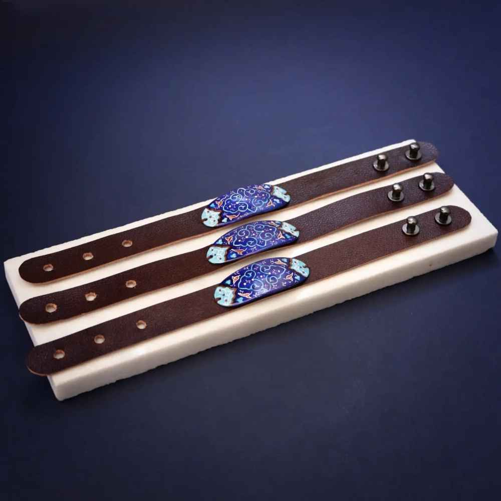Price and Buy Leather & Copper Bracelet Minakari – Artistic Yavar - Image 3