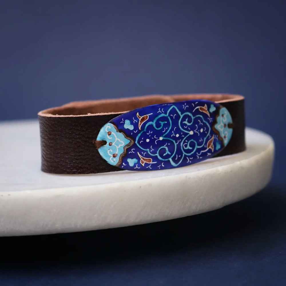 Price and Buy Leather & Copper Bracelet Minakari – Artistic Yavar - Image 4