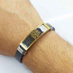 Price and Buy Leather Steel Bracelet in Tree Design Black - Image 3