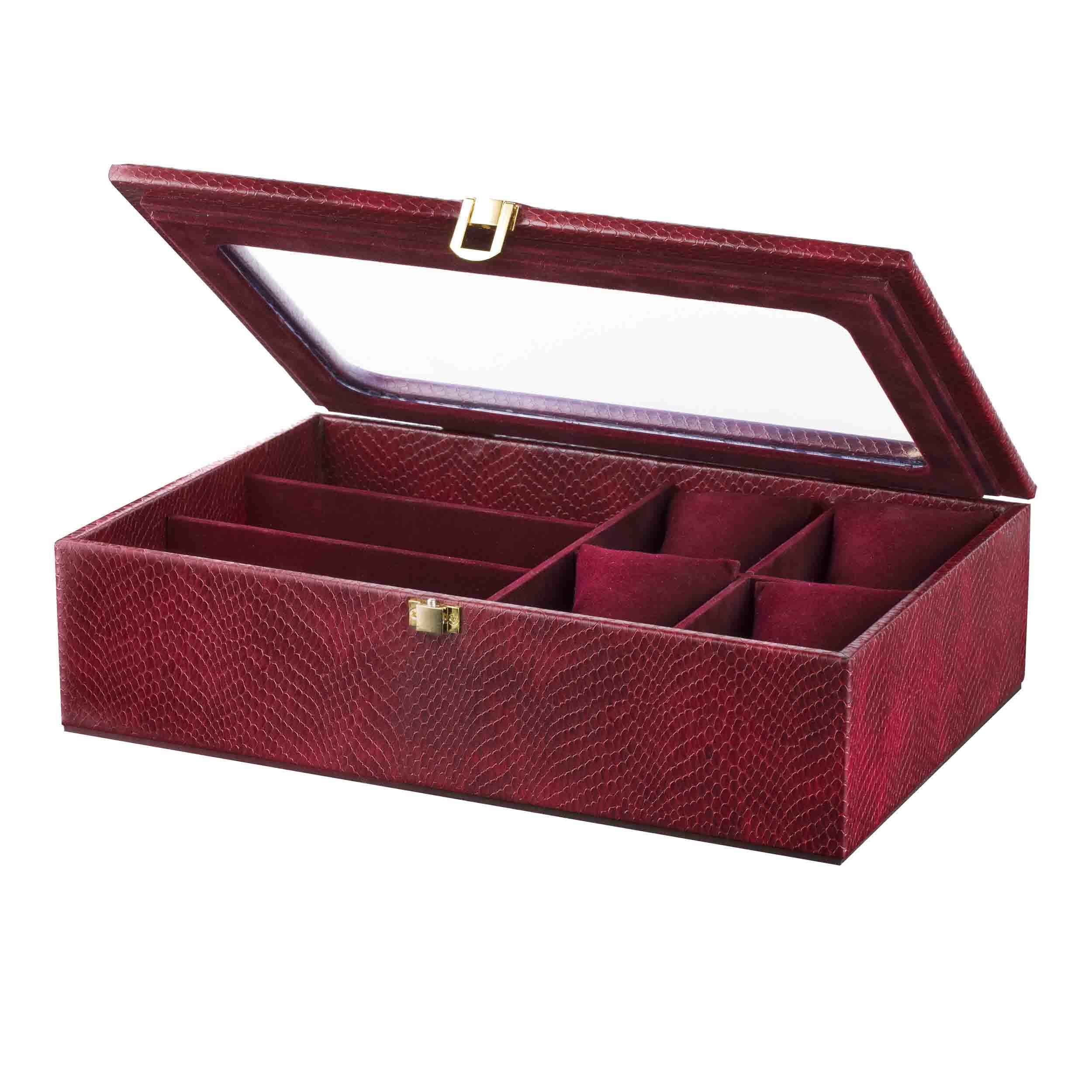 Price and Buy Leather Watch Box with Sunglasses Compartment and Suede Lining - Image 4
