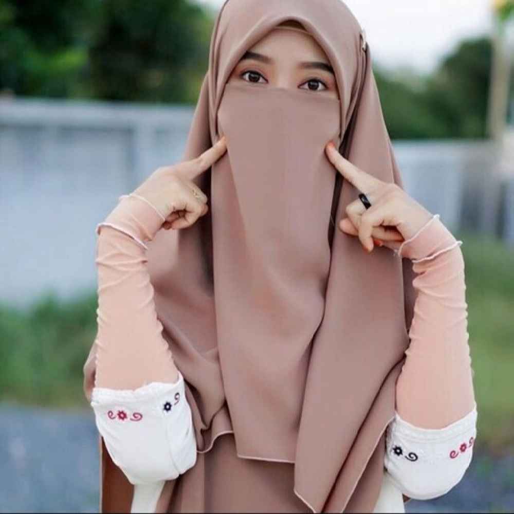 Price and Buy Light Brown Islamic Crepe Scarf & Half Niqab Set for Women - Image 4