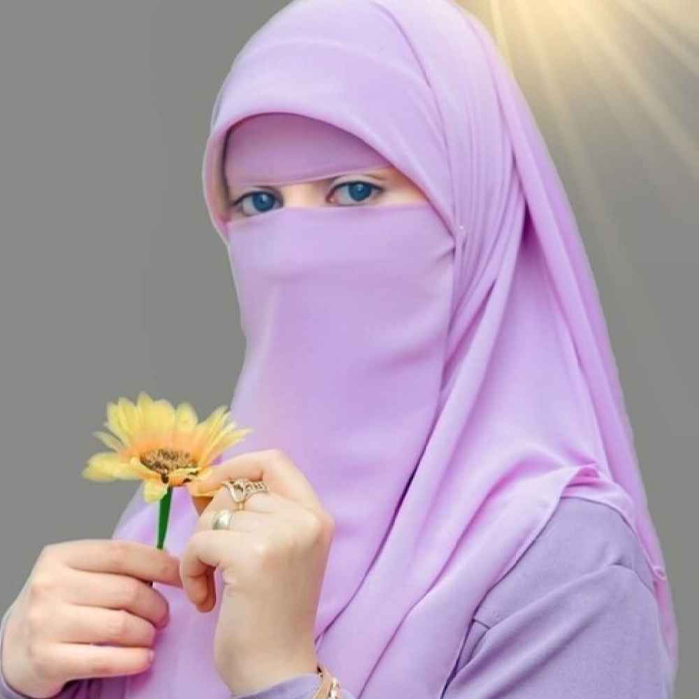 Price and Buy Lilac Muslim Crepe Scarf & Half Niqab Set for Women - Image 3