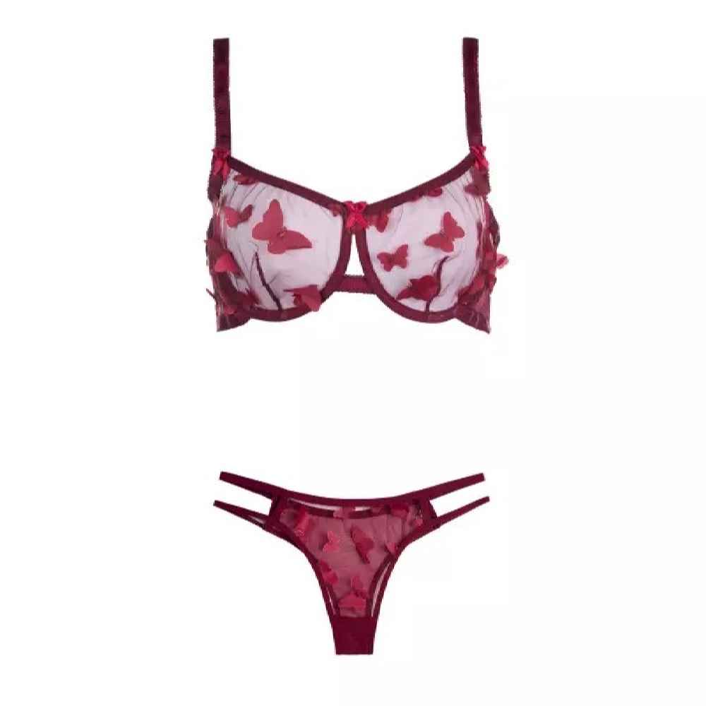 Price and Buy Lingerie Set Bra & Thong for Women Chic Butterfly-Designed - Image 4