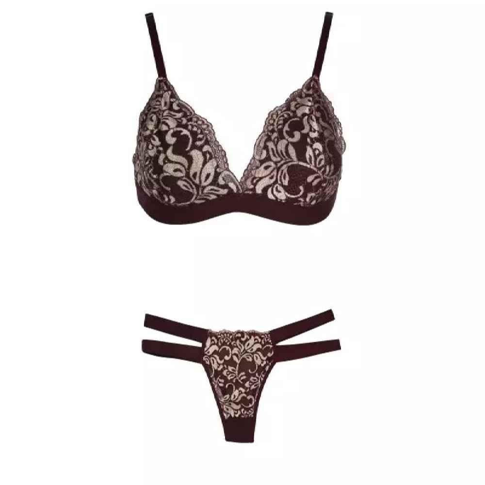 Price and Buy Lingerie Set Bra & Thong for Women Chic Floral-Designed