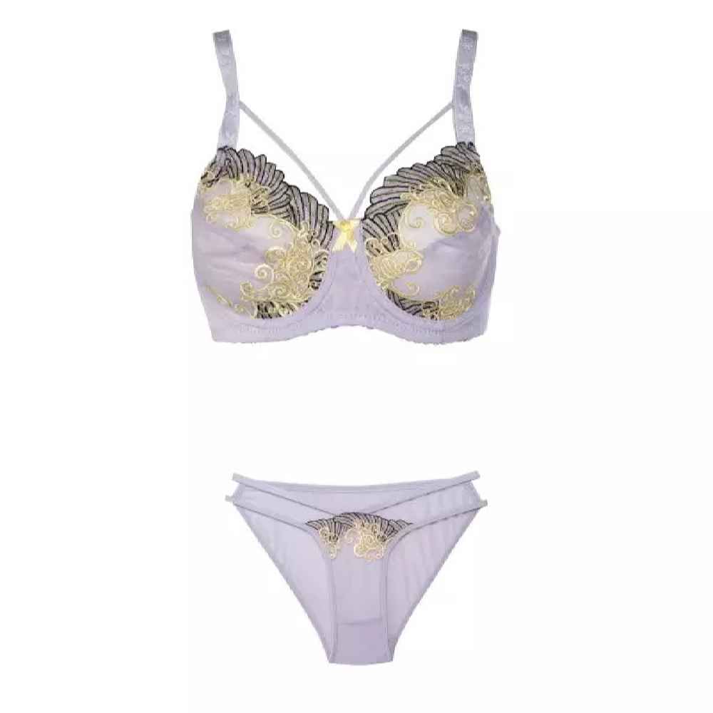 Price and Buy Lingerie Set Lace Bra & Thong Embroidered With Adjustable Strap - Image 3
