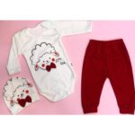 Price and Buy Long Sleeve Shirt Cotton Layette Set with Cute Sheep Pattern (3 Pcs)