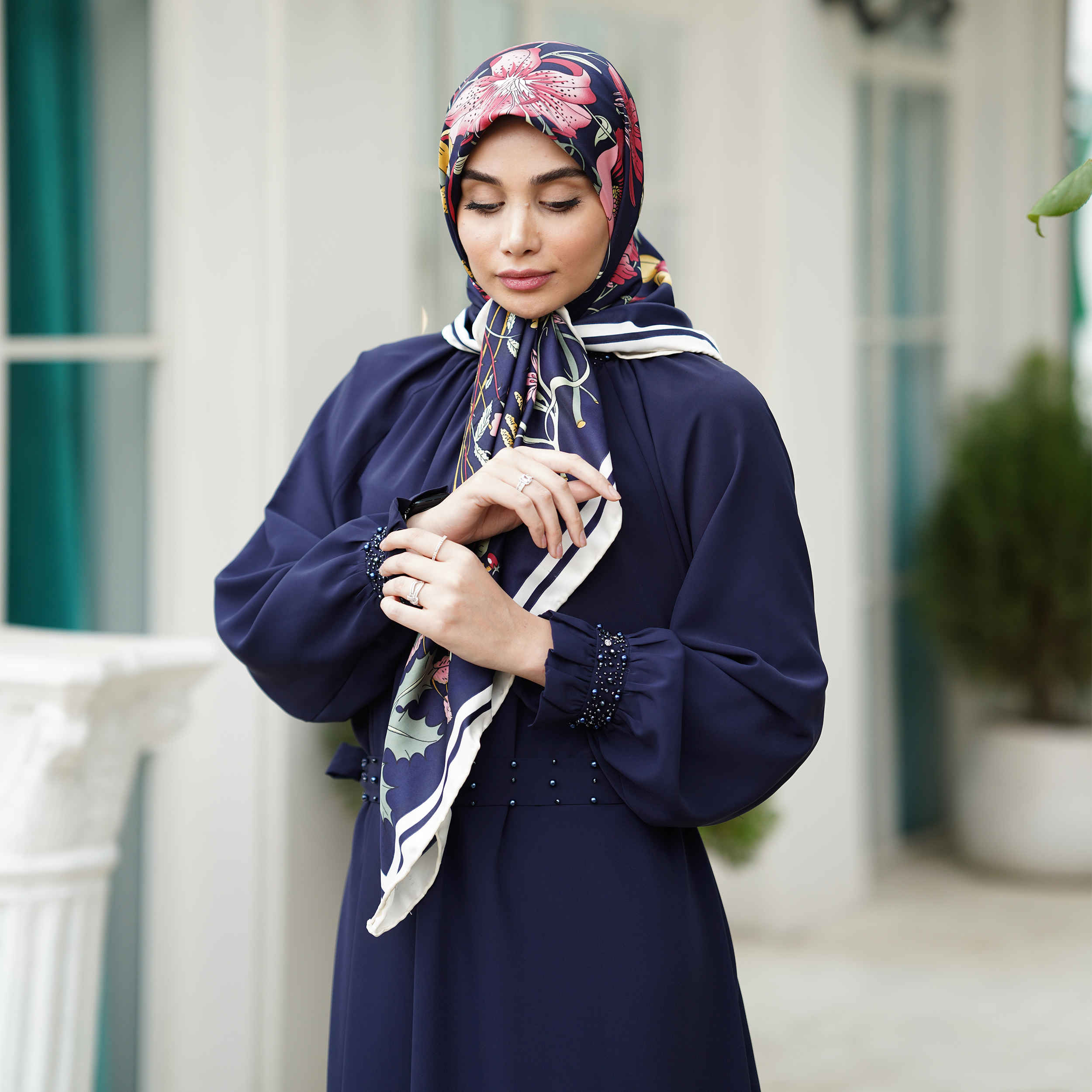 Price and Buy Loose Fit Abaya for Muslim Women in Navy Blue - Image 4
