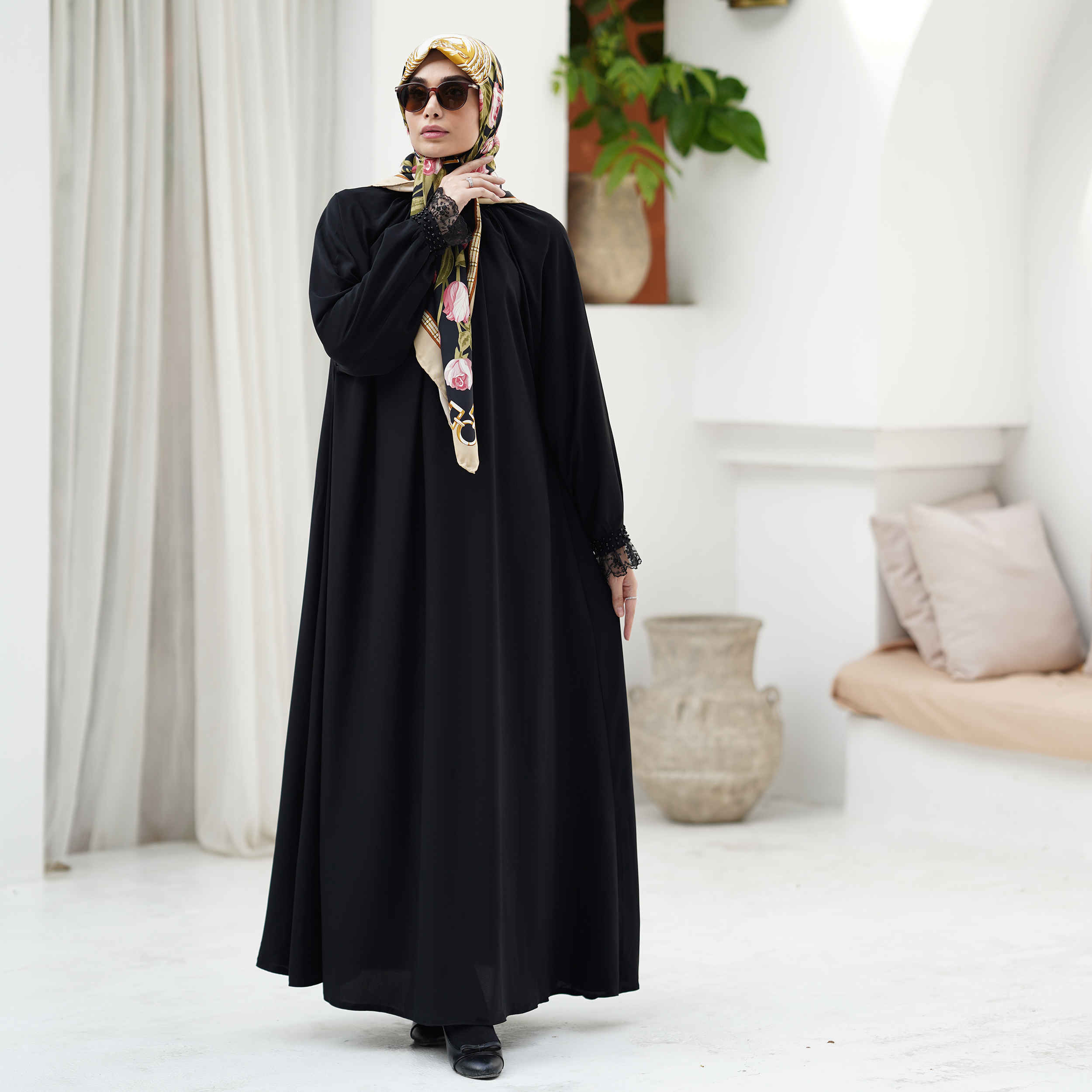 Price and Buy Loose Fit Abaya for Muslim Women with Belt in Black
