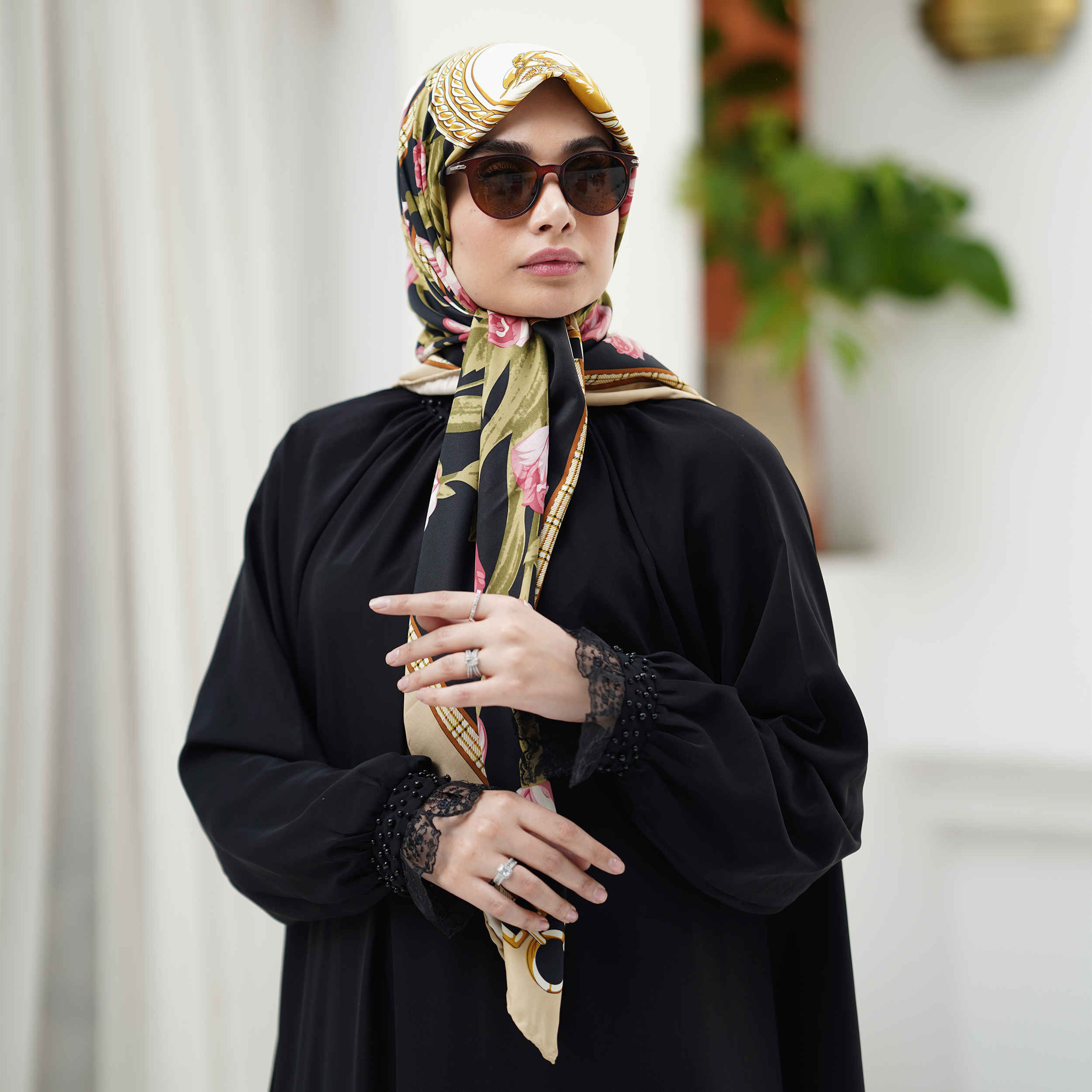 Price and Buy Loose Fit Abaya for Muslim Women with Belt in Black - Image 5