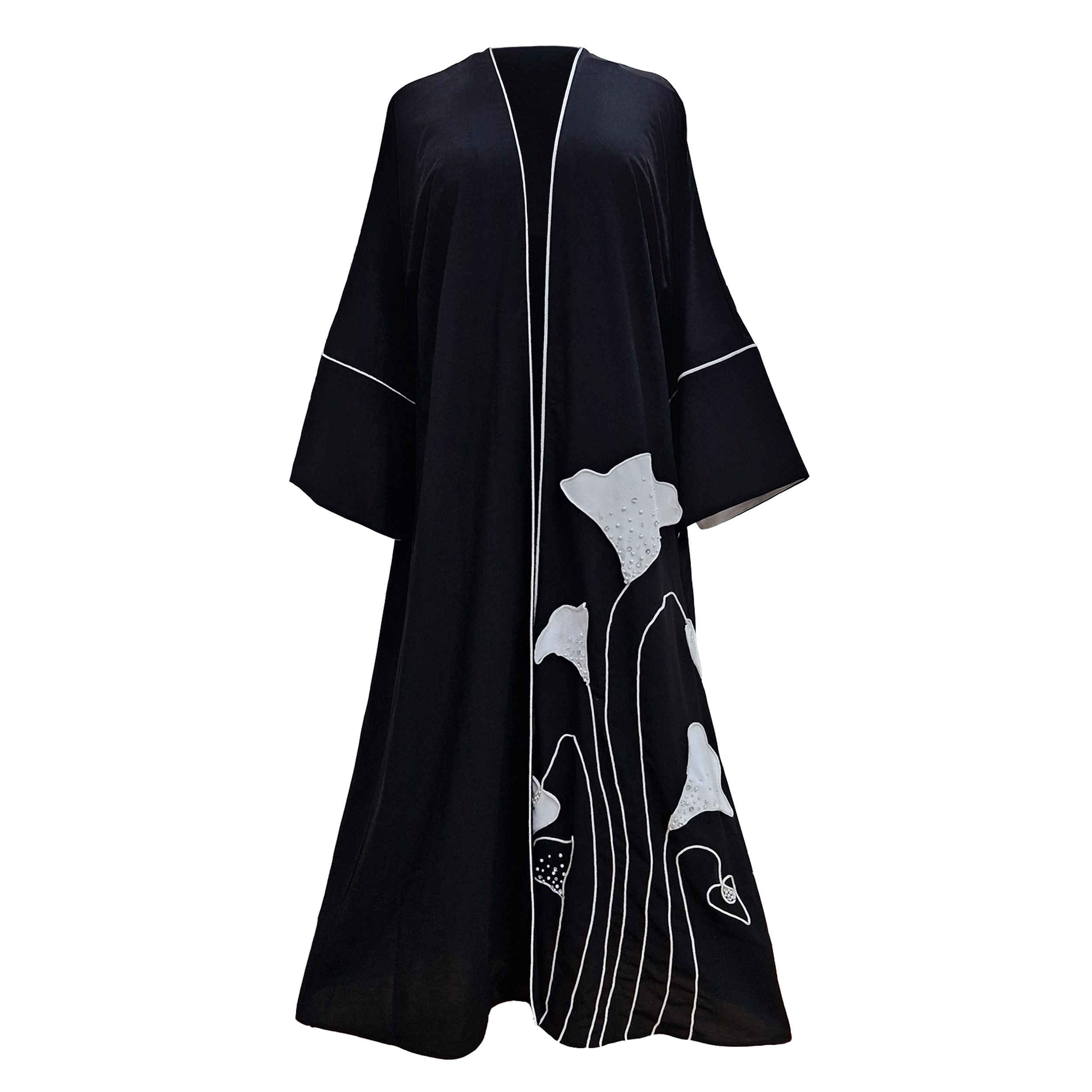Price and Buy Loose Fit Abaya for Muslim Women with White Piping Design - Image 3