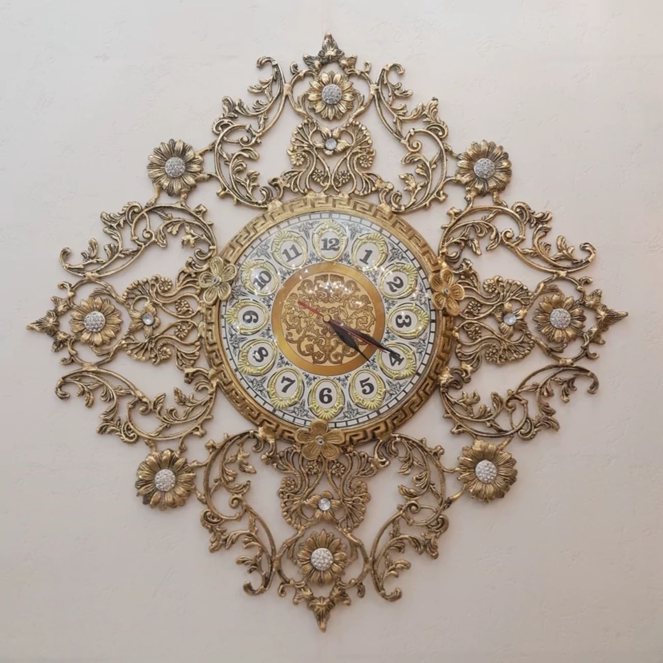 Price and Buy Luxurious Brass Wall Clock Featuring a Delicate Floral Accent_6902efbea981b.jpeg Price and Buy Luxurious Brass Wall Clock Featuring a Delicate Floral Accent - Image 1
