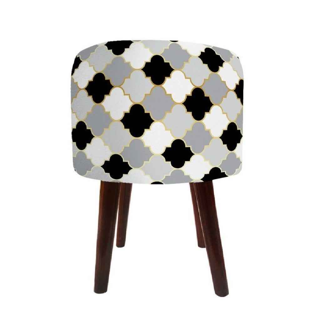 Price and Buy Luxurious Velvet Footstool with Wooden Legs Round Flower