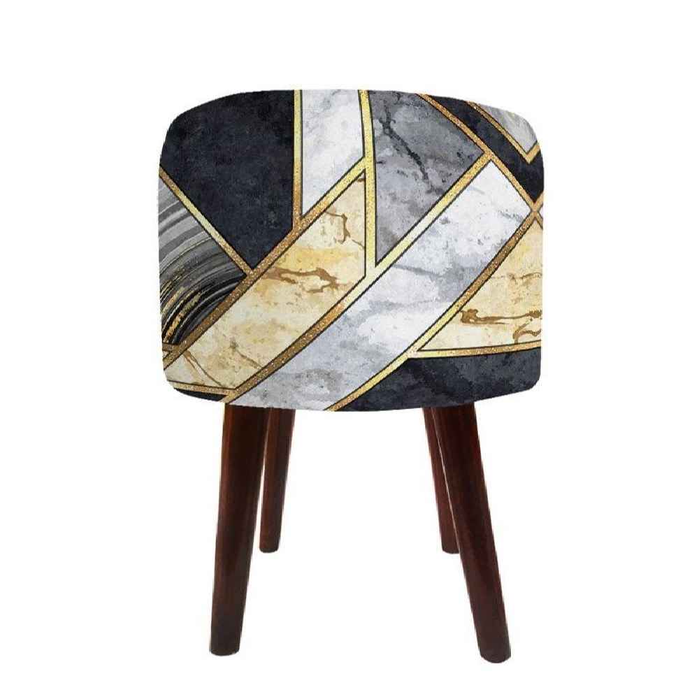 Price and Buy Luxurious Velvet Footstool with Wooden Legs Round Marble