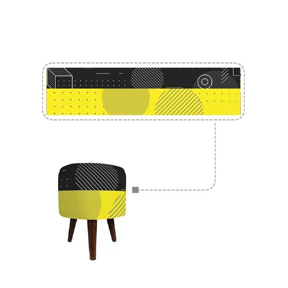 Price and Buy Luxurious Velvet Footstool with Wooden Legs Round Rahil - Image 3