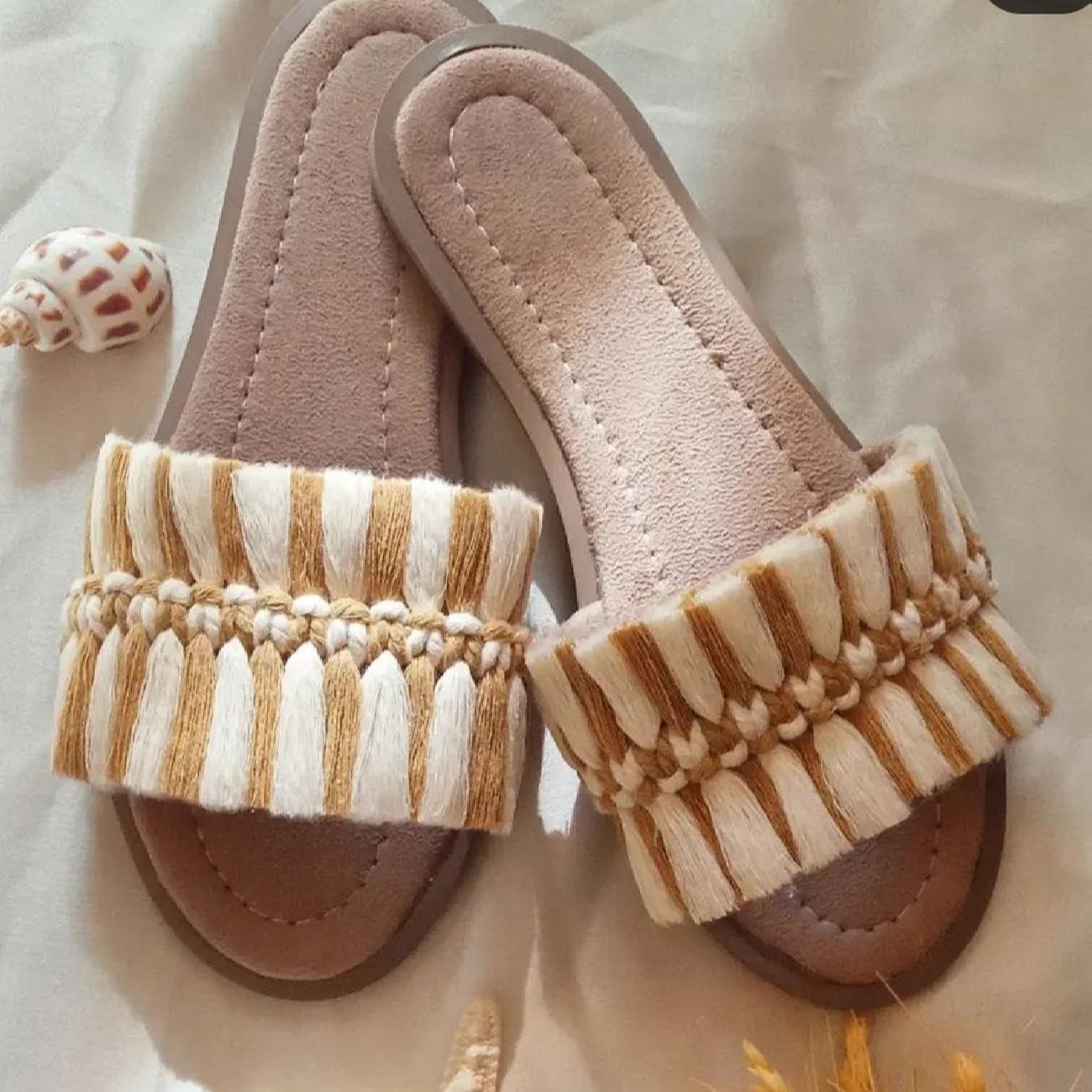 Price and Buy Macrame Boho Chic Flat Slippers for Women Model Bow