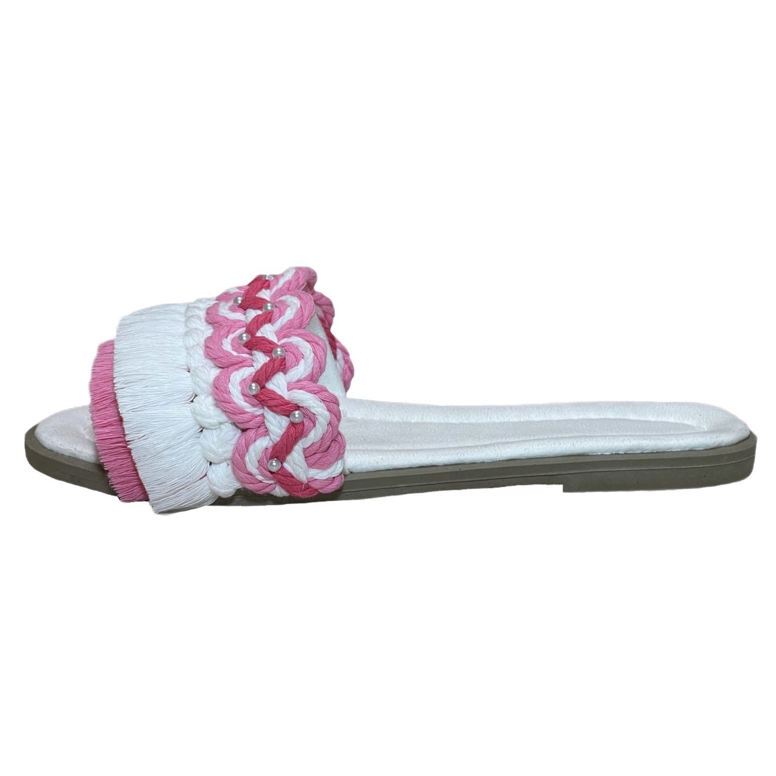 Price and Buy Macrame Boho Chic Flat Slippers for Women Model Flower