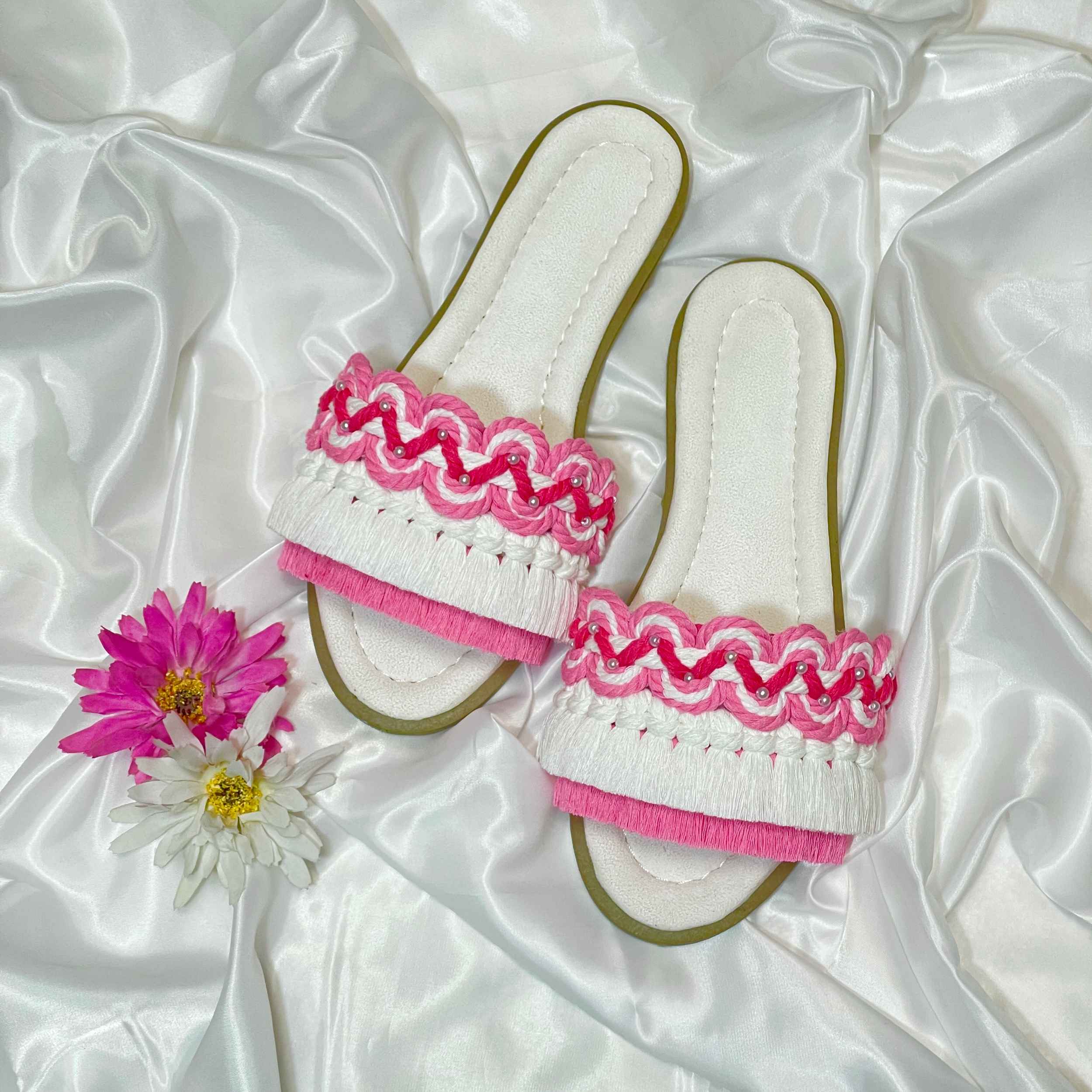 Price and Buy Macrame Boho Chic Flat Slippers for Women Model Flower - Image 5