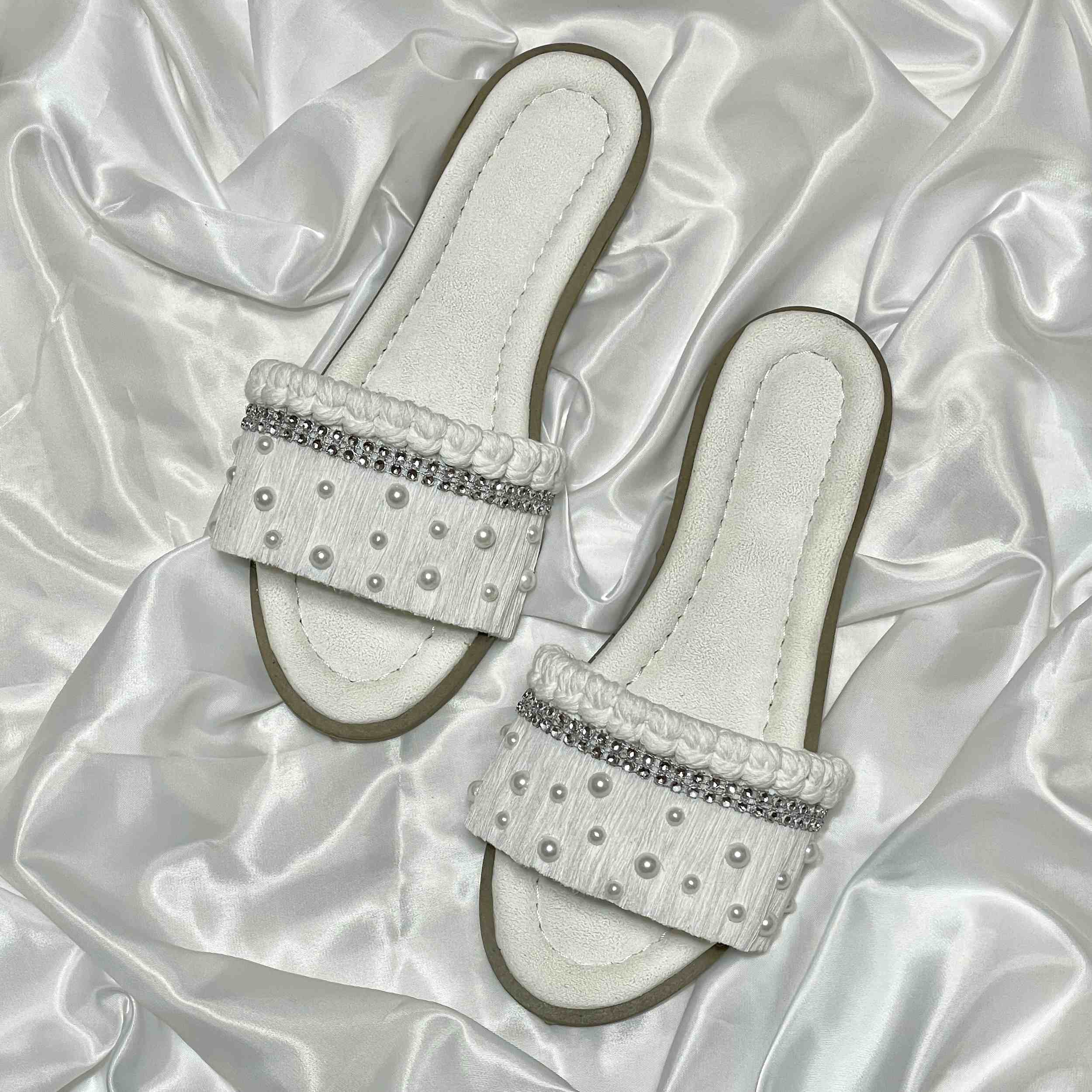 Price and Buy Macrame Boho Chic Flat Slippers for Women Model Pearl - Image 3