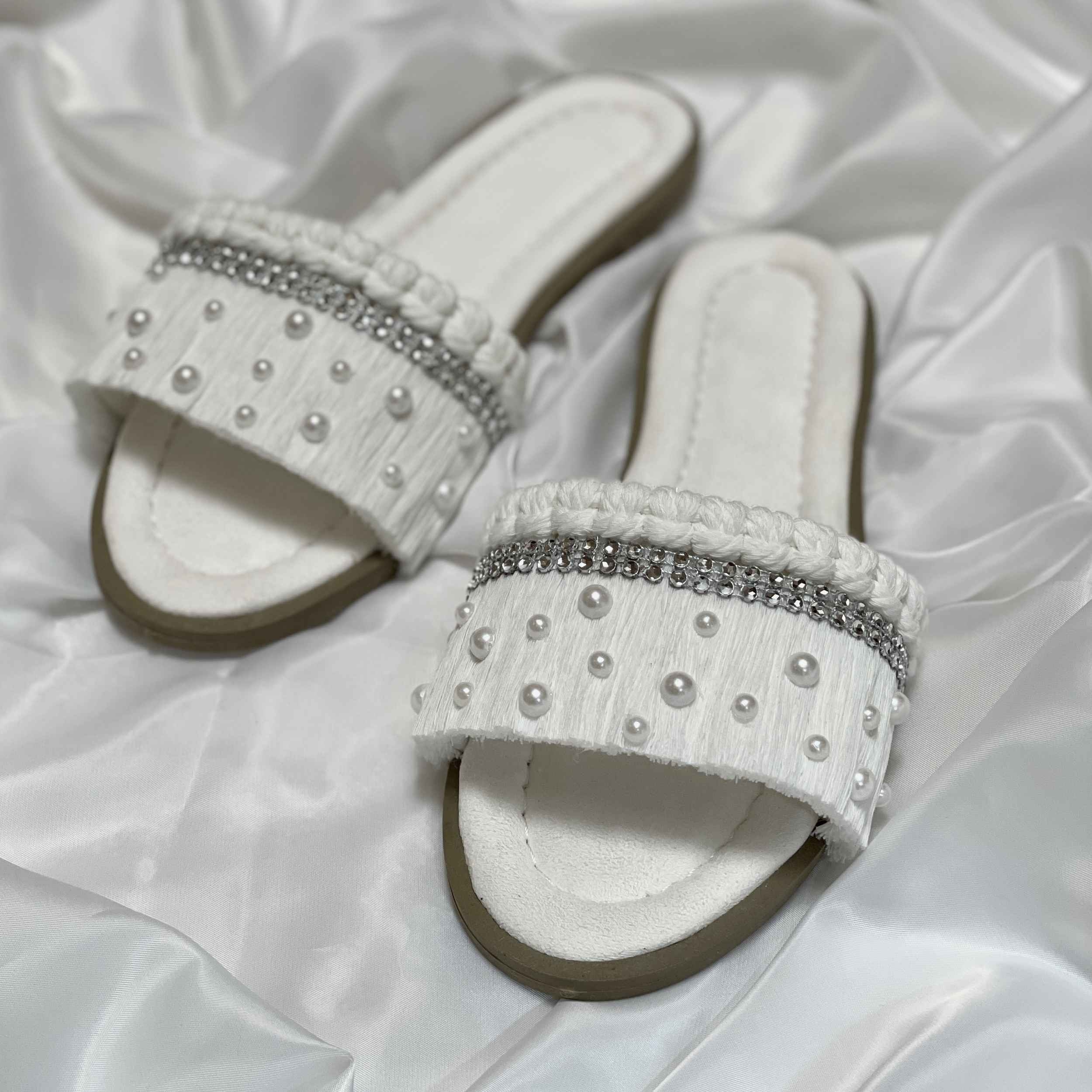 Price and Buy Macrame Boho Chic Flat Slippers for Women Model Pearl - Image 4