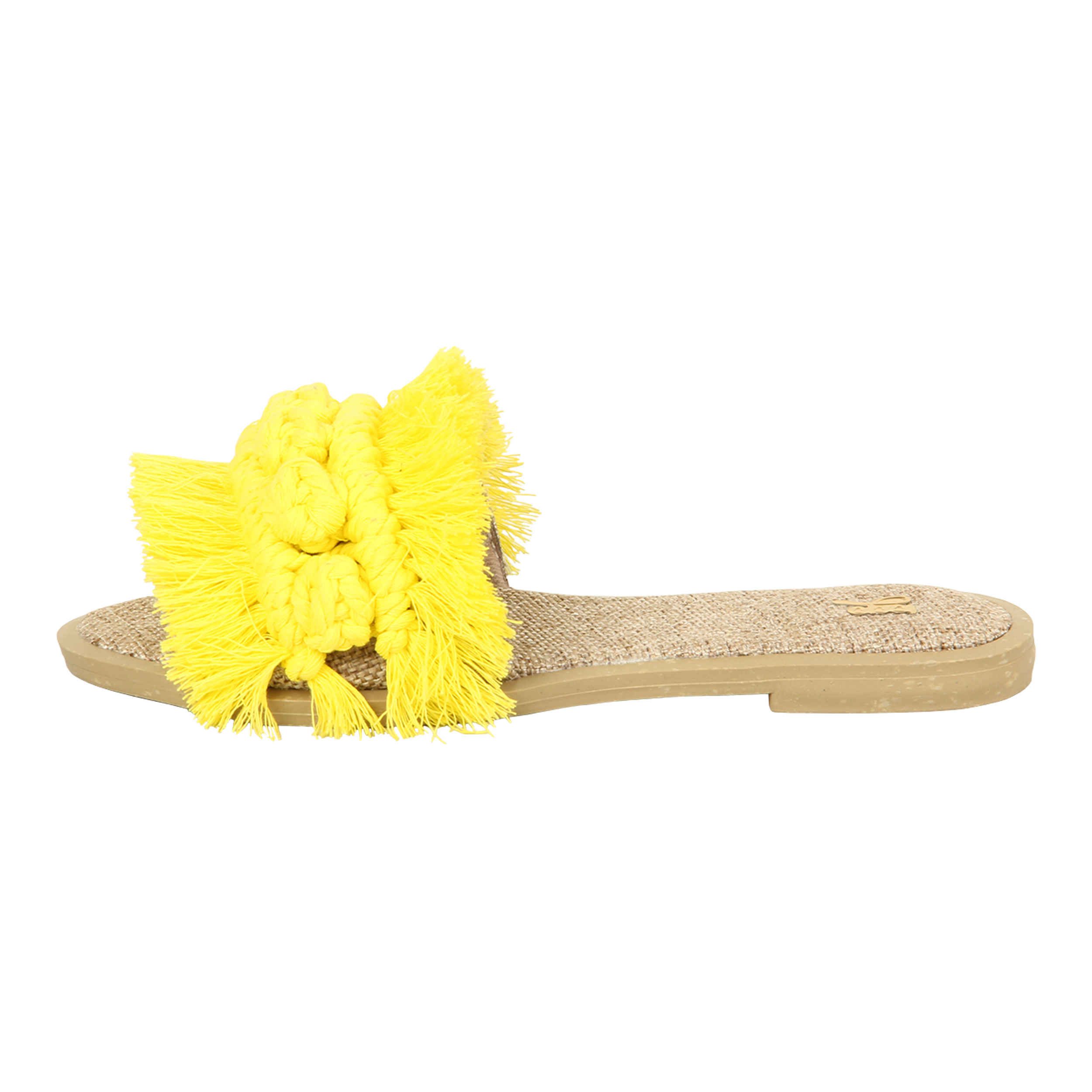 Price and Buy Macrame Boho Chic Slippers for Women in Yellow