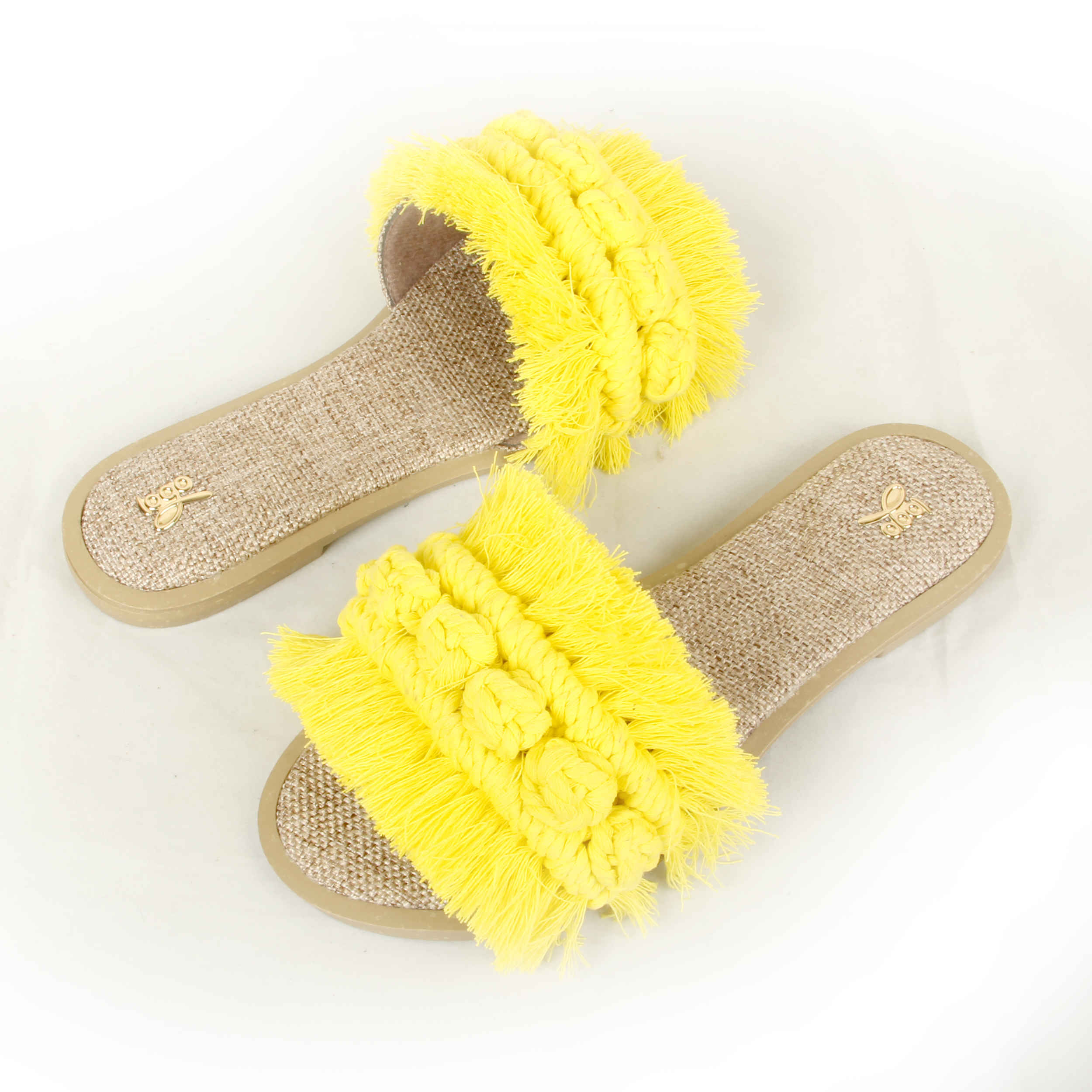 Price and Buy Macrame Boho Chic Slippers for Women in Yellow - Image 4