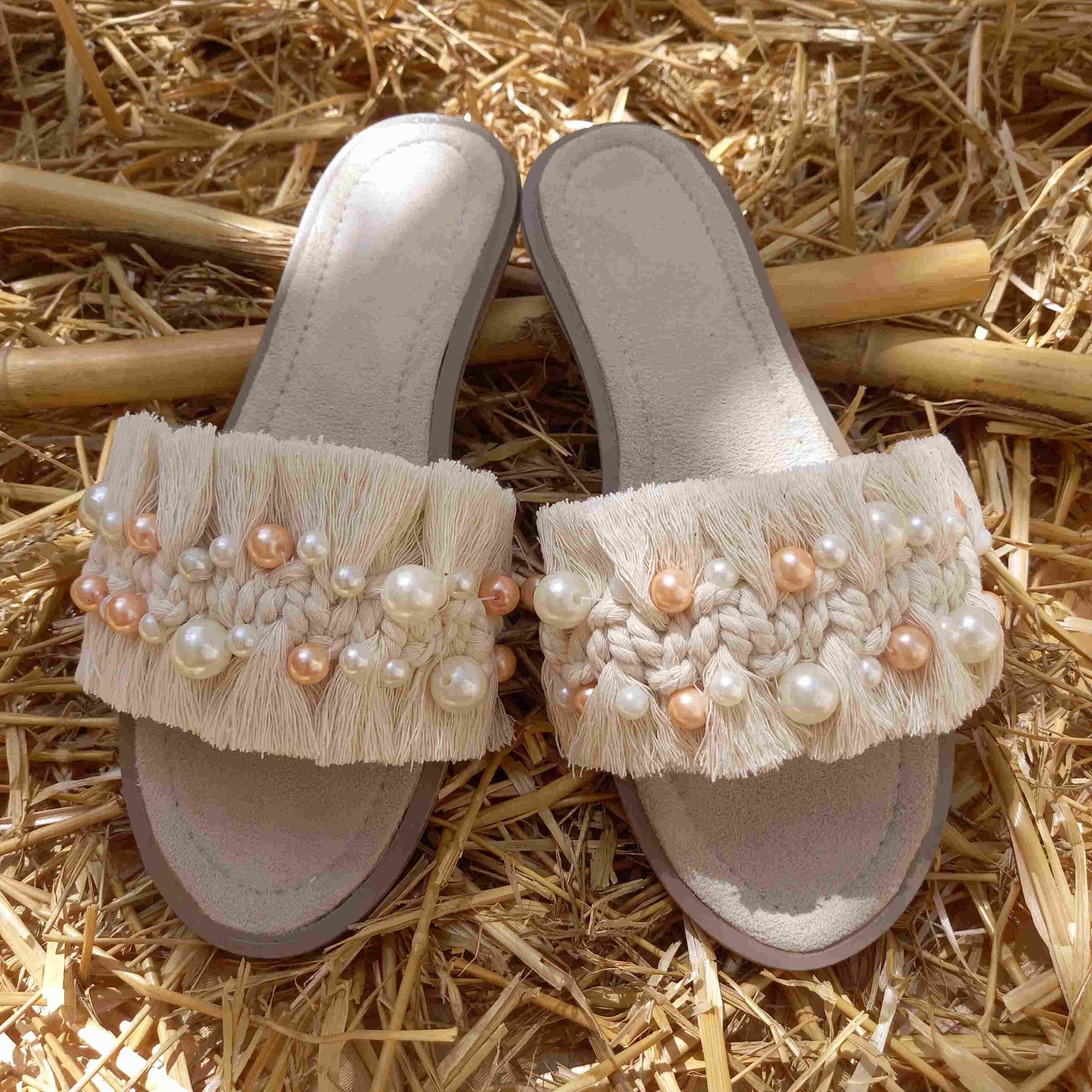 Price and Buy Macrame Boho Chic Slippers for Women Model Pearl - Image 3