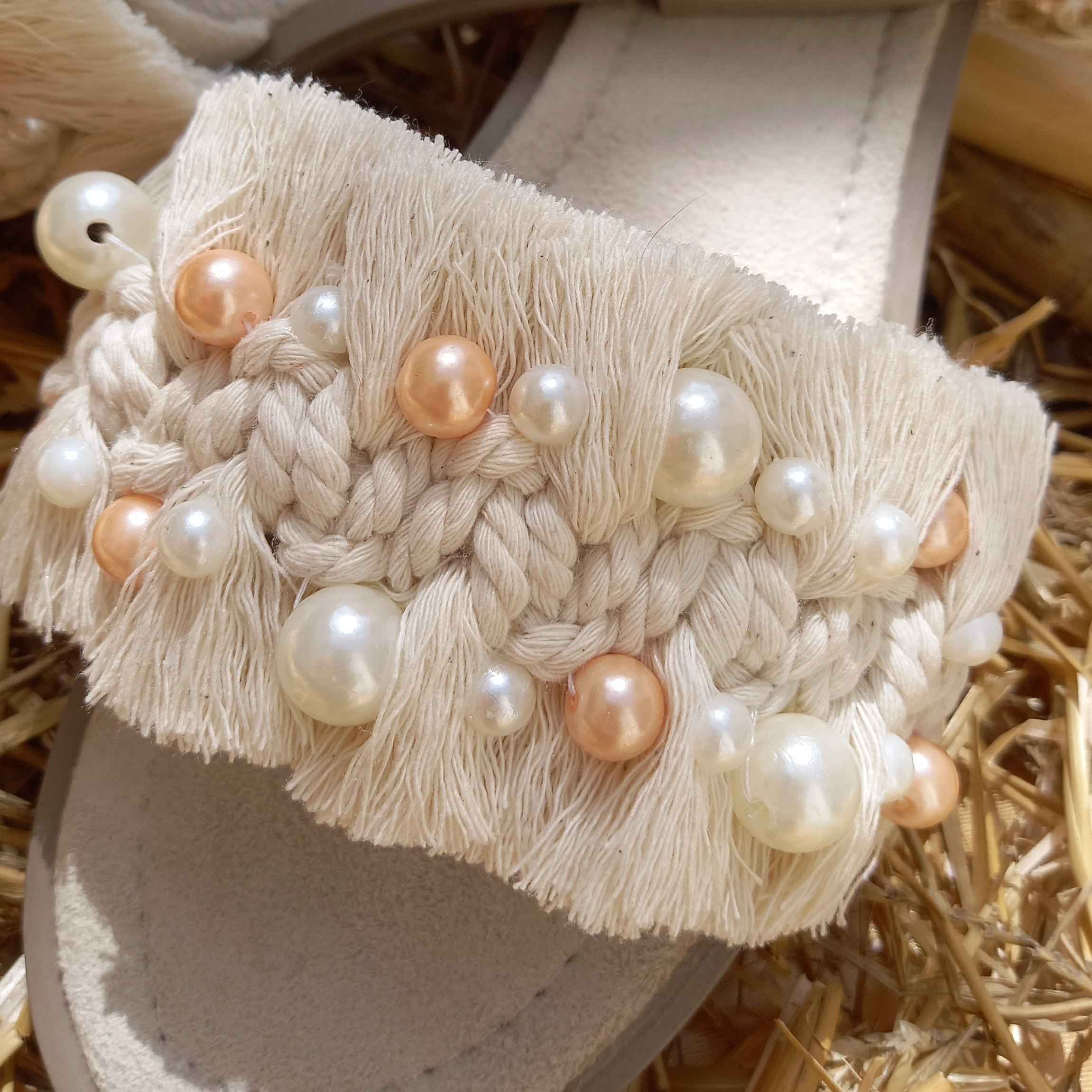 Price and Buy Macrame Boho Chic Slippers for Women Model Pearl - Image 4