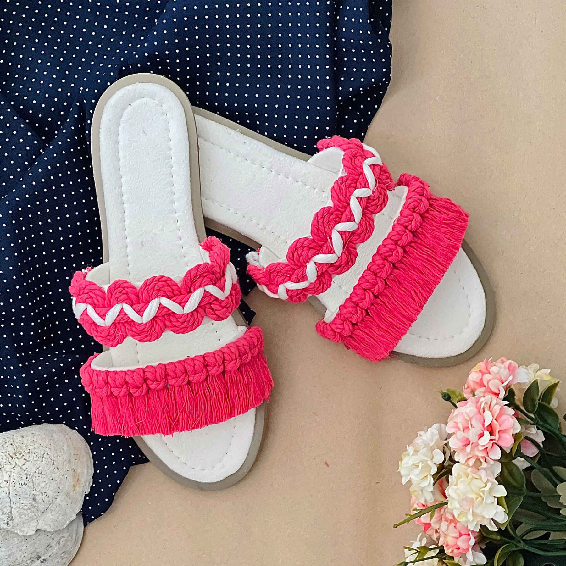 Price and Buy Macrame Flat Slippers for Women Handmade Model Delban - Image 3