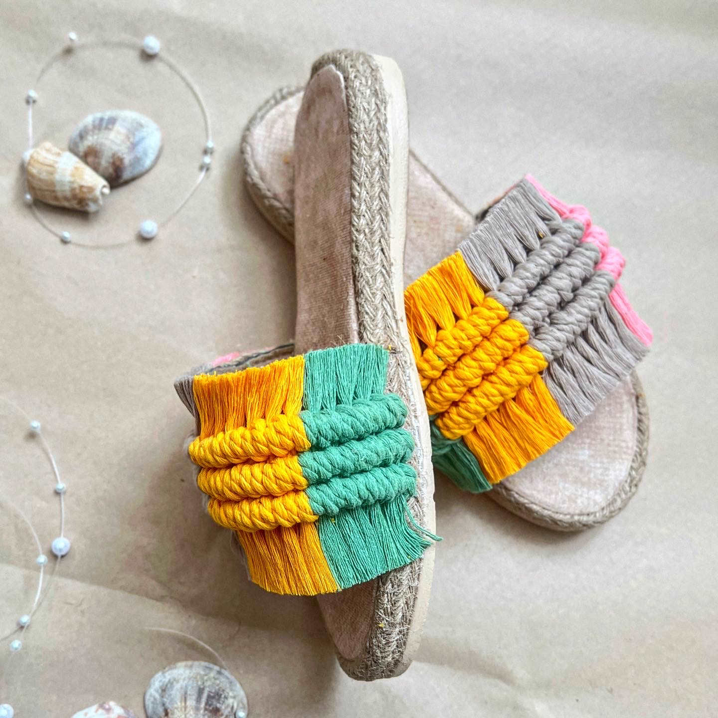 Price and Buy Macrame Flat Slippers for Women Handmade Model Mitra - Image 3