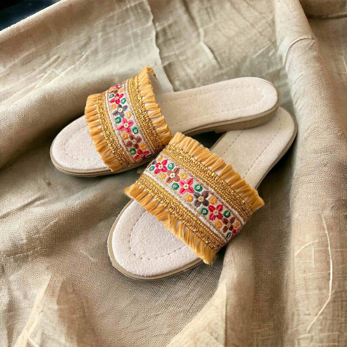 Price and Buy Macrame Flat Slippers for Women Handmade with Boho Design - Image 6