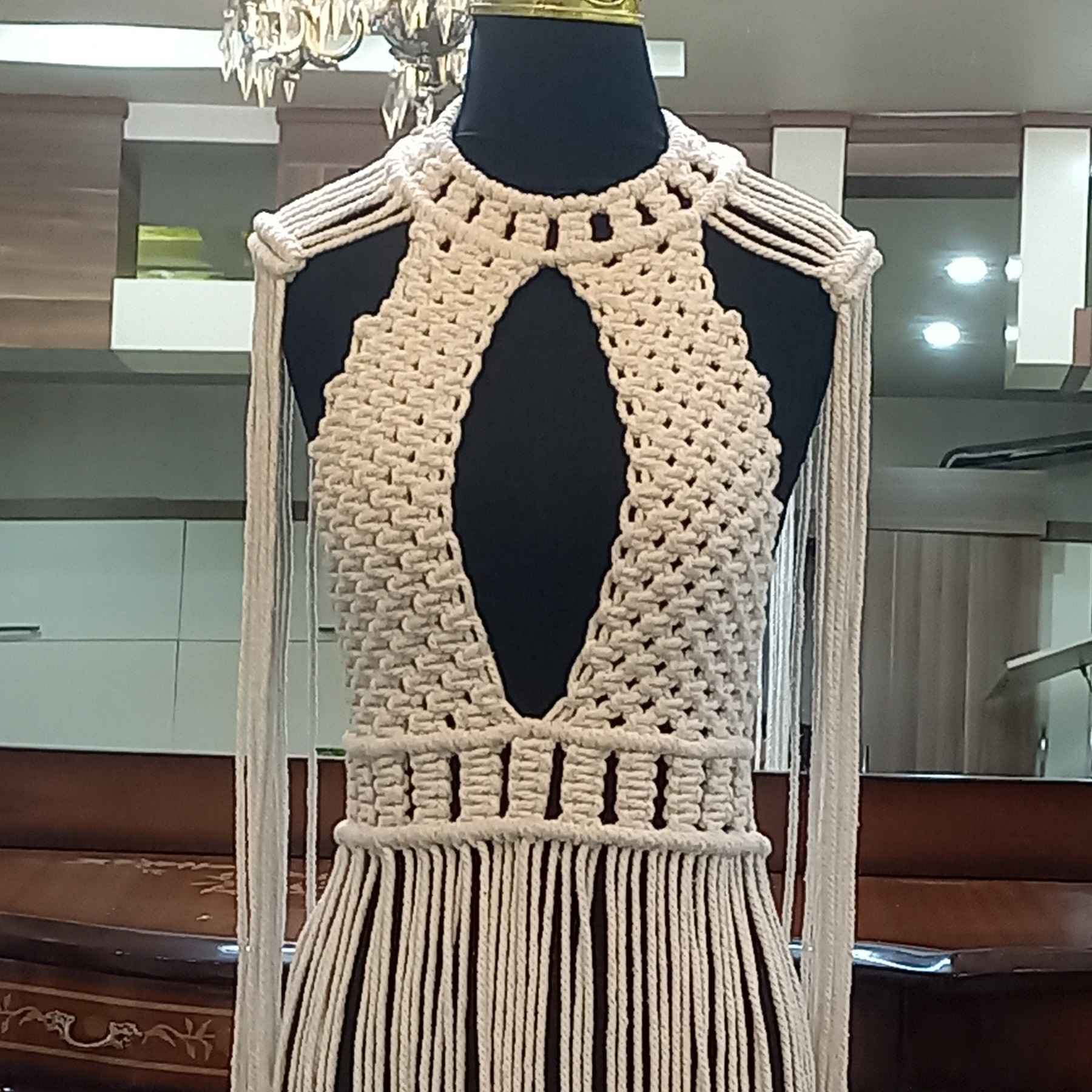 Price and Buy Macrame Formal Dress – Boho Style Handwoven with 3mm Macramé Cord - Image 3