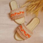 Price and Buy Macrame Indoor Slipper – Perfect for Housewarming with Pearl Dseign in Orange